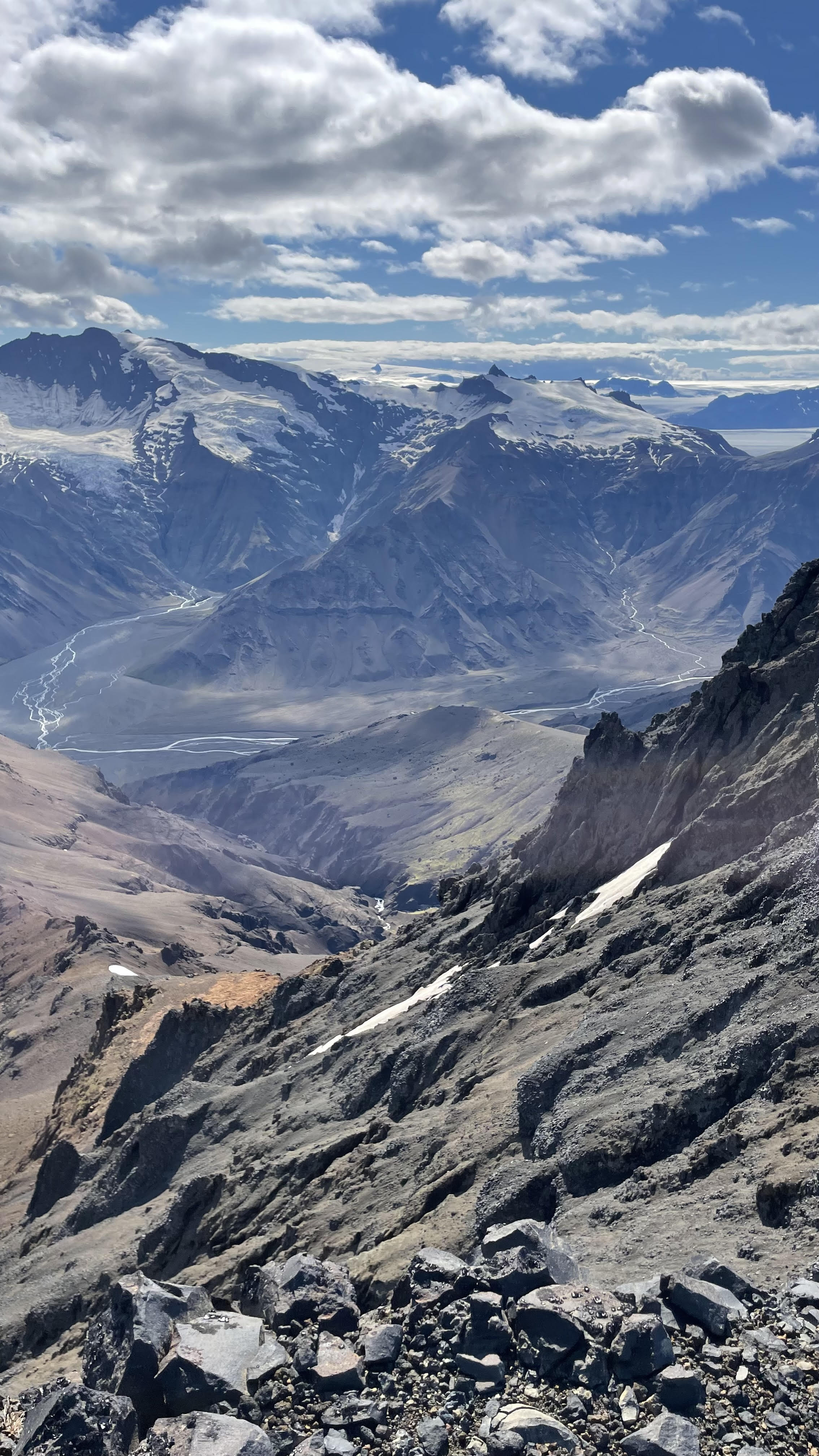 Glacial mountains rising above the Ring Road, Southeast Iceland
