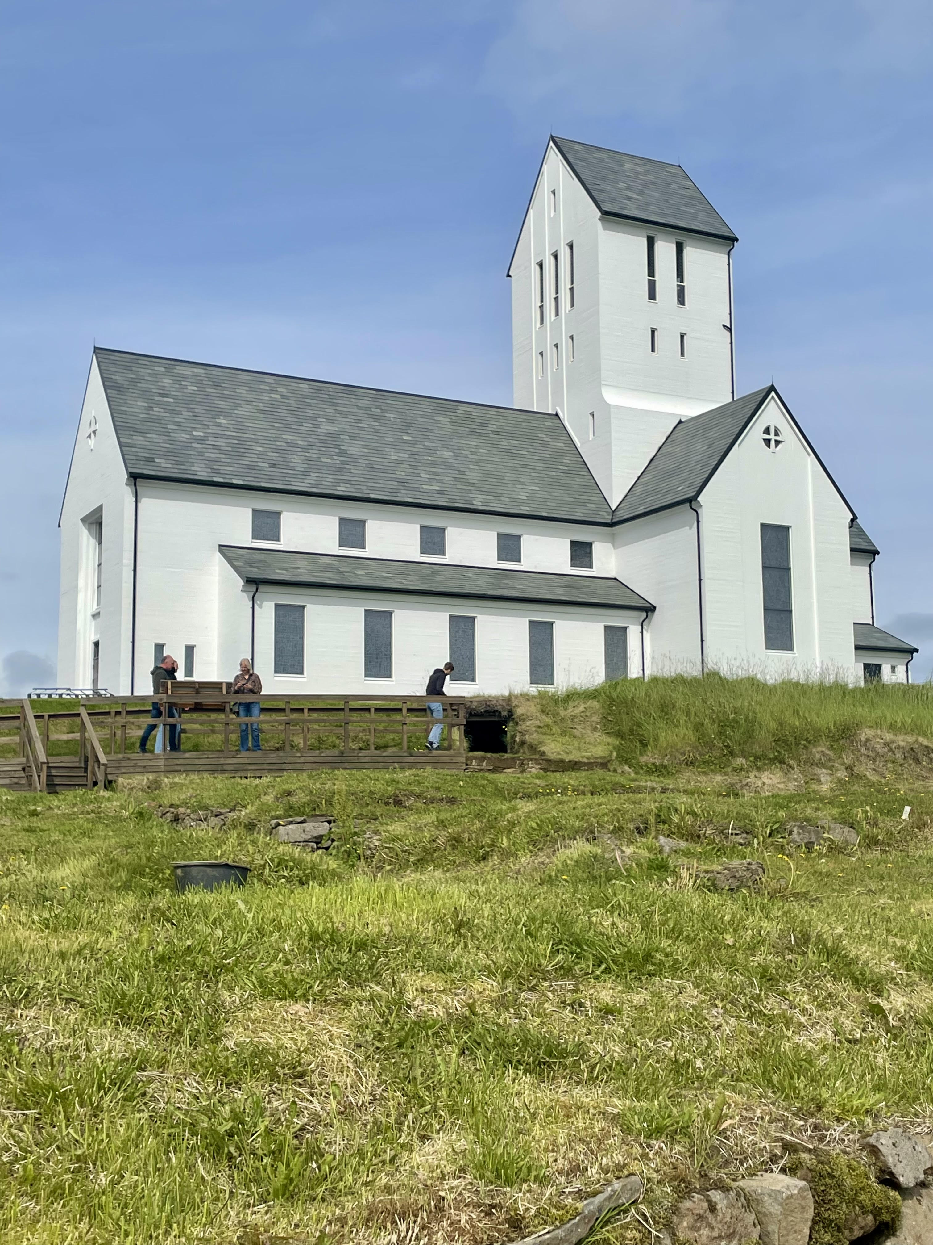 Traditional house near Viking ruins in Iceland