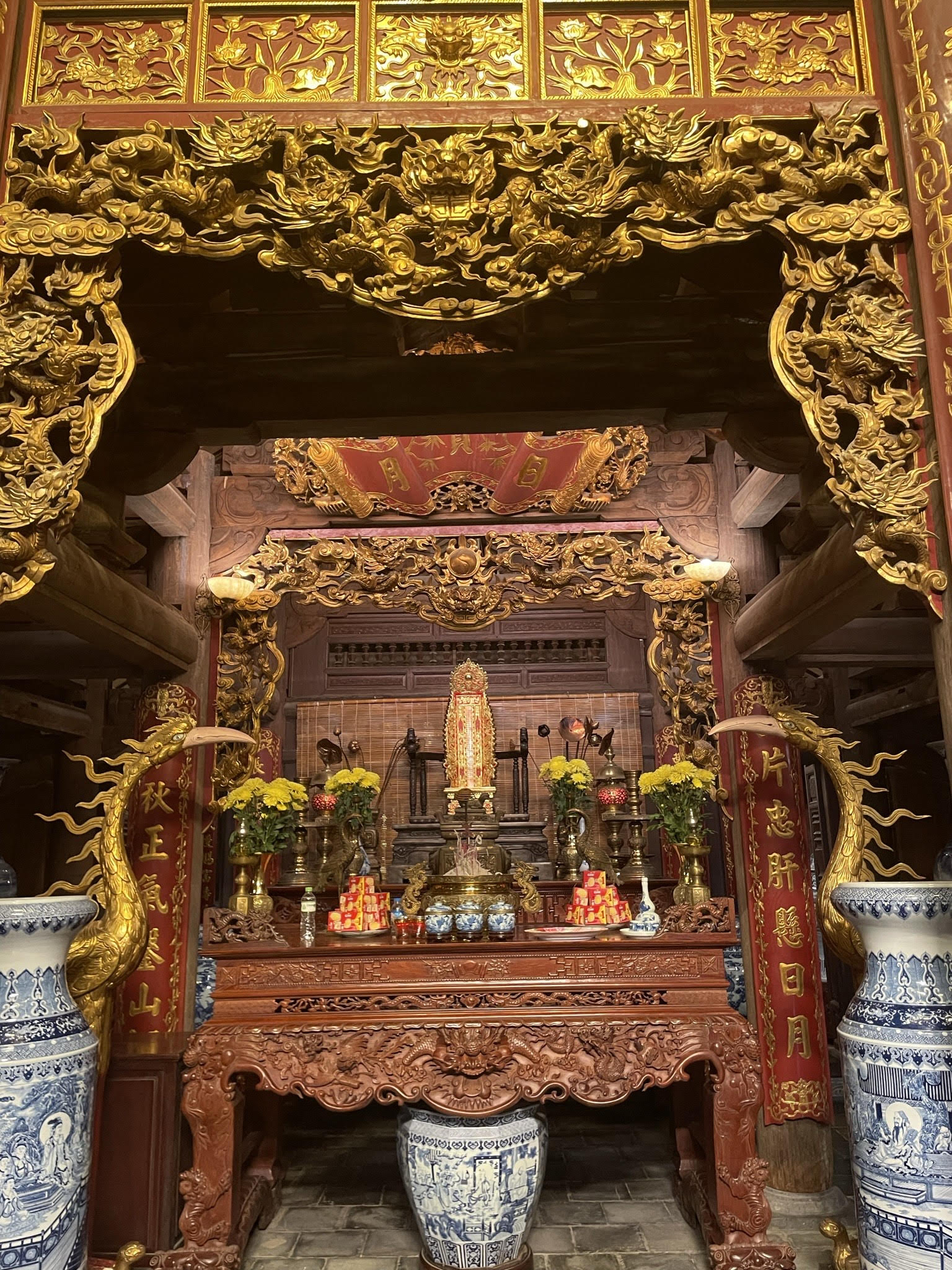 Incense burning at a limestone cave shrine, Ninh Binh, Vietnam